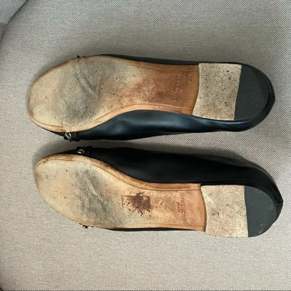 Givenchy Black Loafer Flats w/ Gold Bar Accent